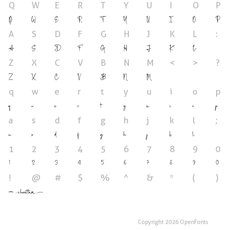 Character Map of Chorettan Regular