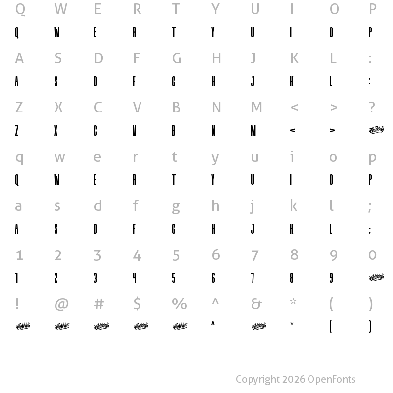 Character Map of CHOXR Regular