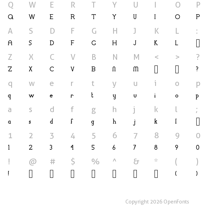 Character Map of Chremsel Serif Bold