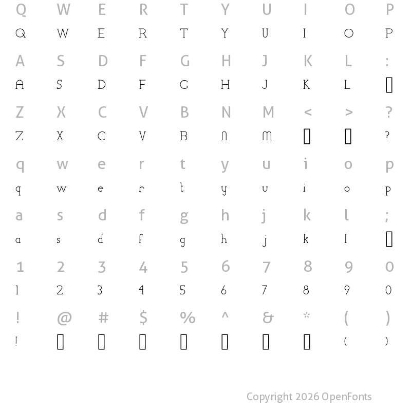 Character Map of Chremsel Serif Regular