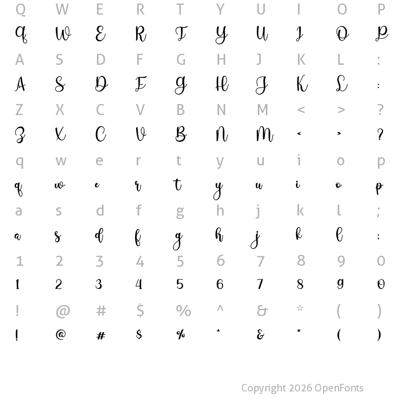 Character Map of Christabelle Regular