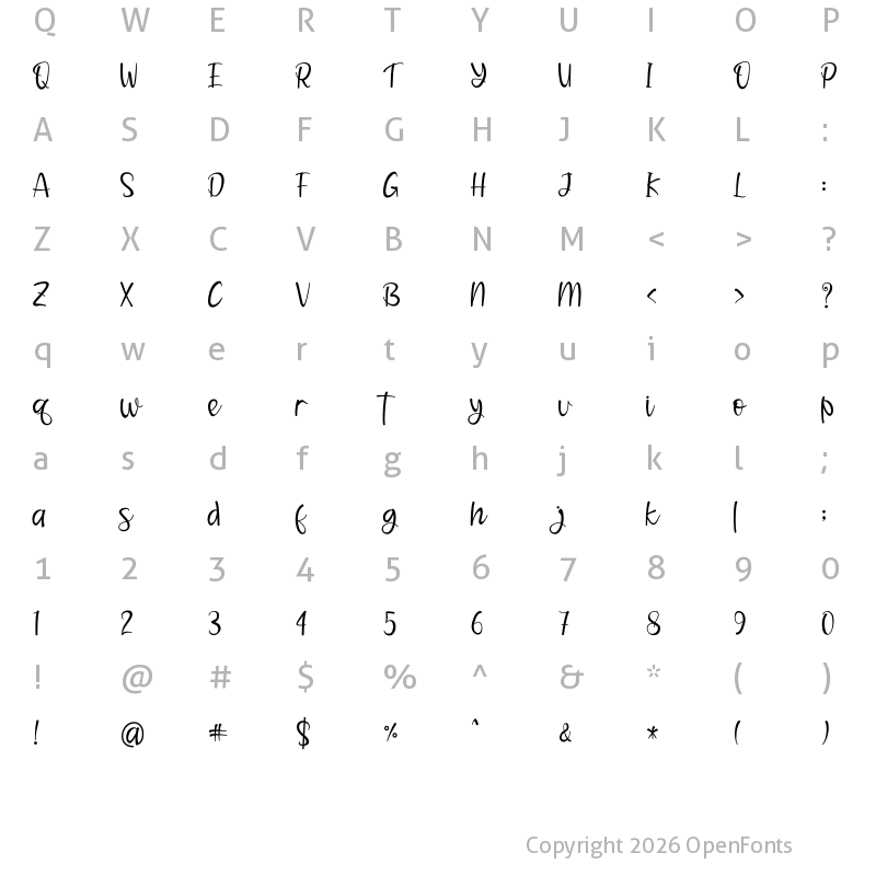 Character Map of Christiano - Personal Use Regular