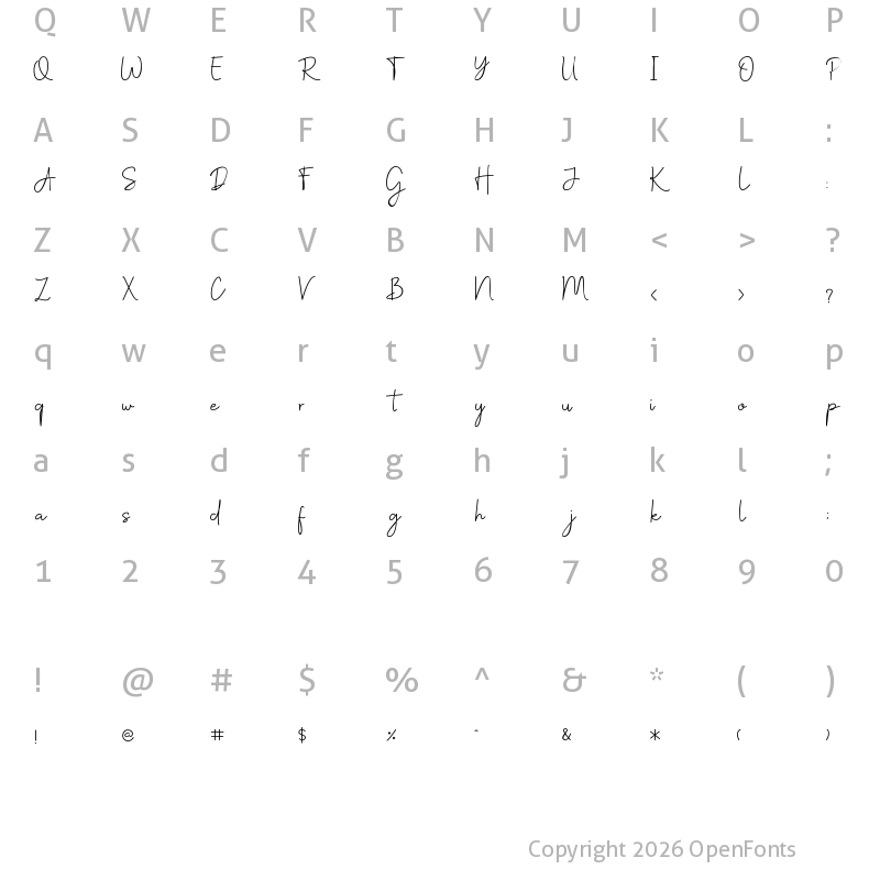 Character Map of Christine Stylish Regular