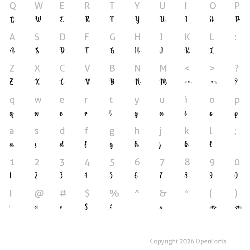 Character Map of Christmas Bell - Personal Use Regular