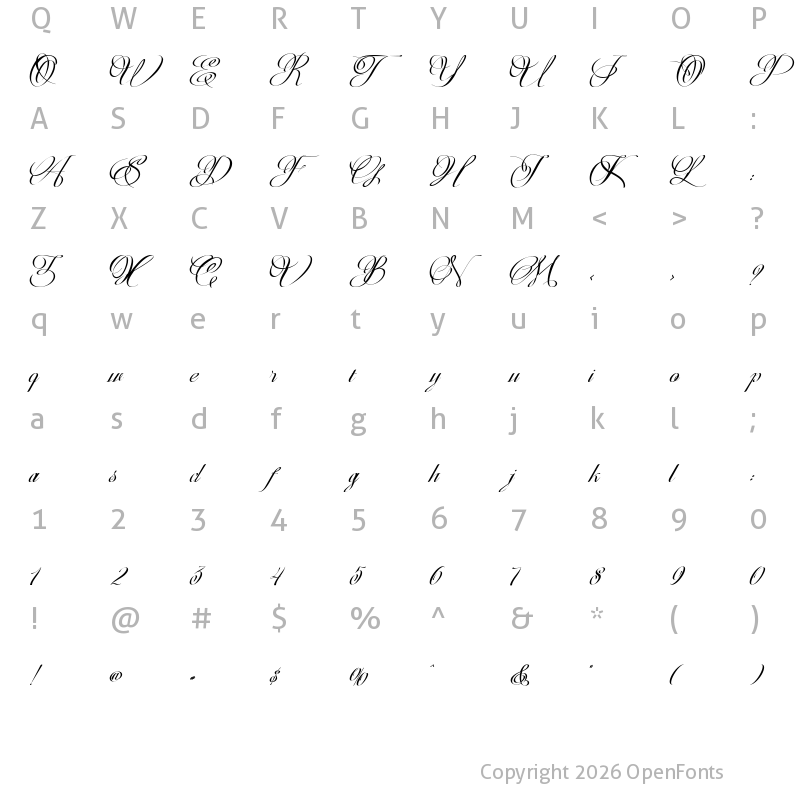 Character Map of Christmas Calligraphy-Personal Regular