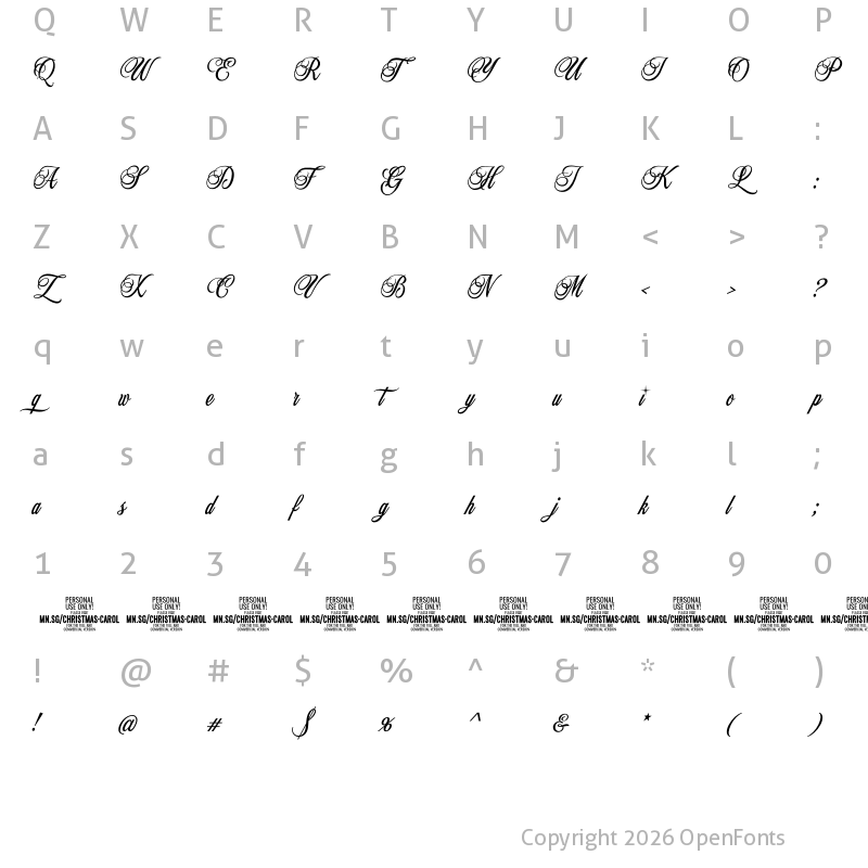 Character Map of Christmas Carol PERSONAL Regular