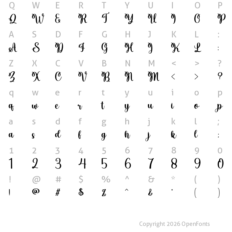 Character Map of Christmas Mighty Regular