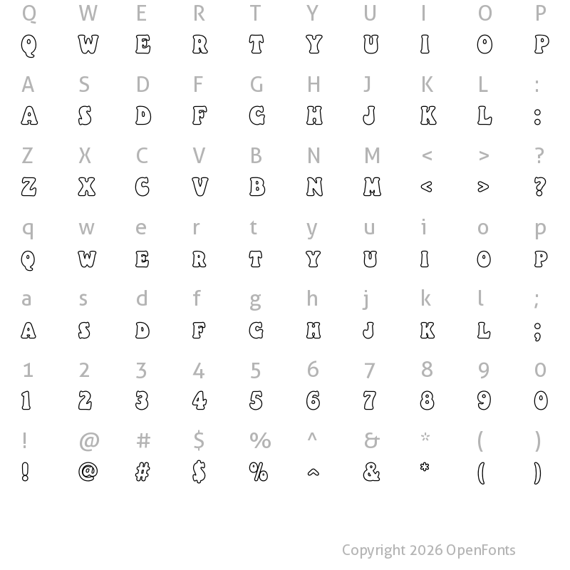 Character Map of Christmas Pudding Outline Regular