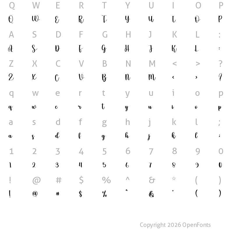 Character Map of Christmas Specialist Regular