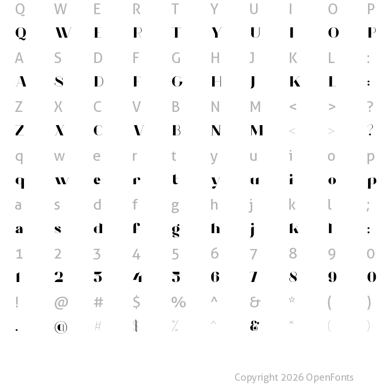 Character Map of Chronos Serif Filled