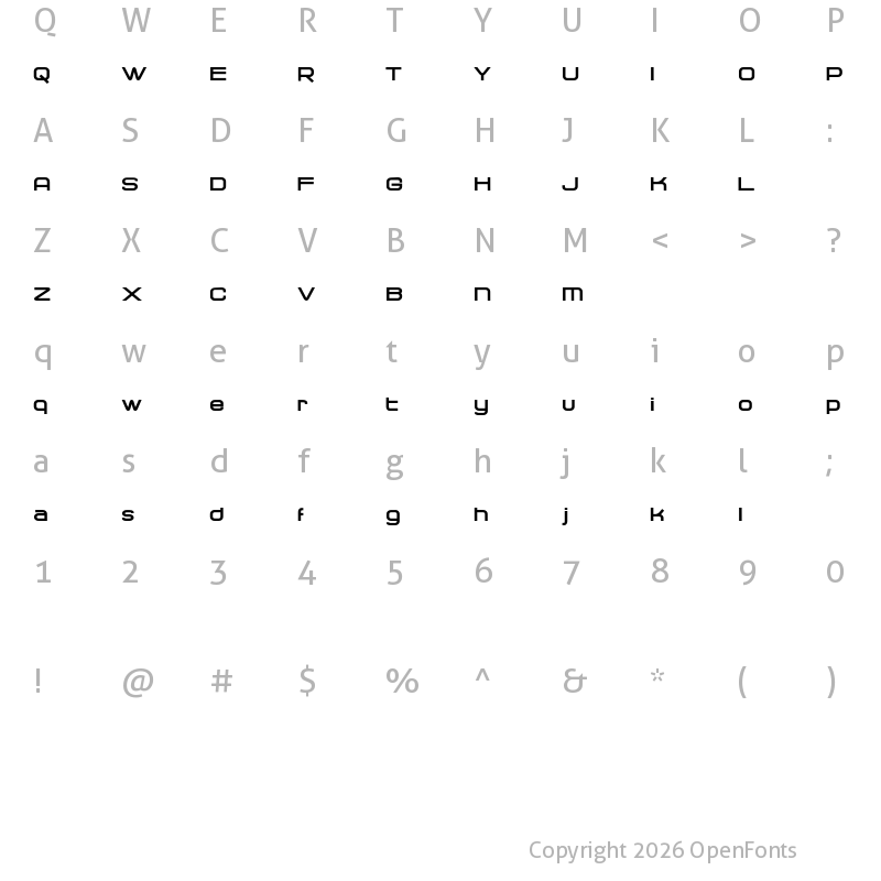 Character Map of Chronosfer Demo Regular
