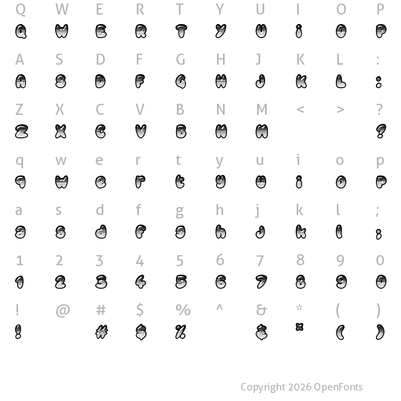 Character Map of Chubby Relief Regular