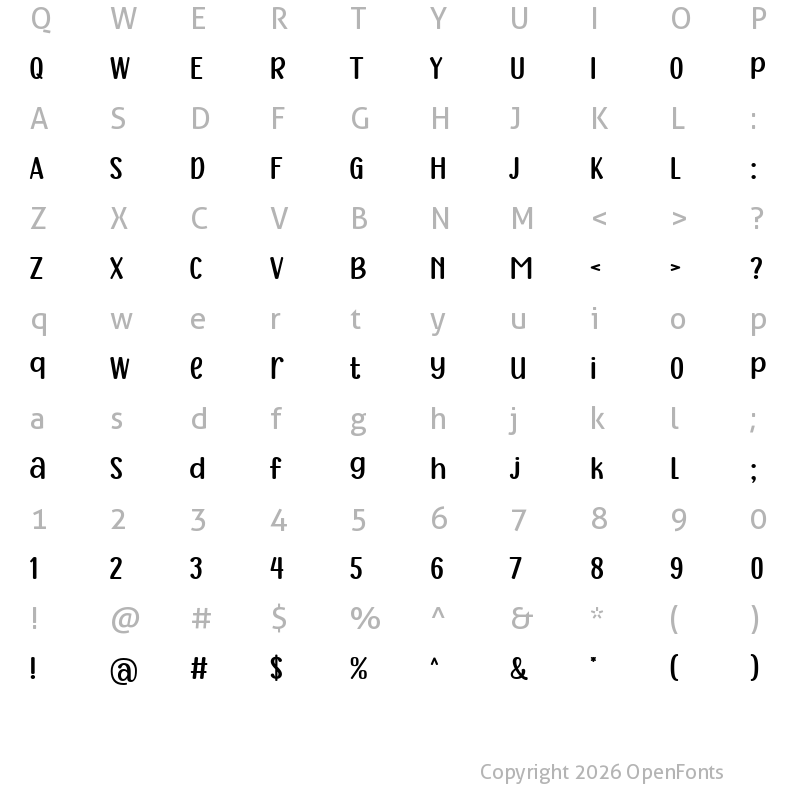 Character Map of Chubby Unicorn Regular