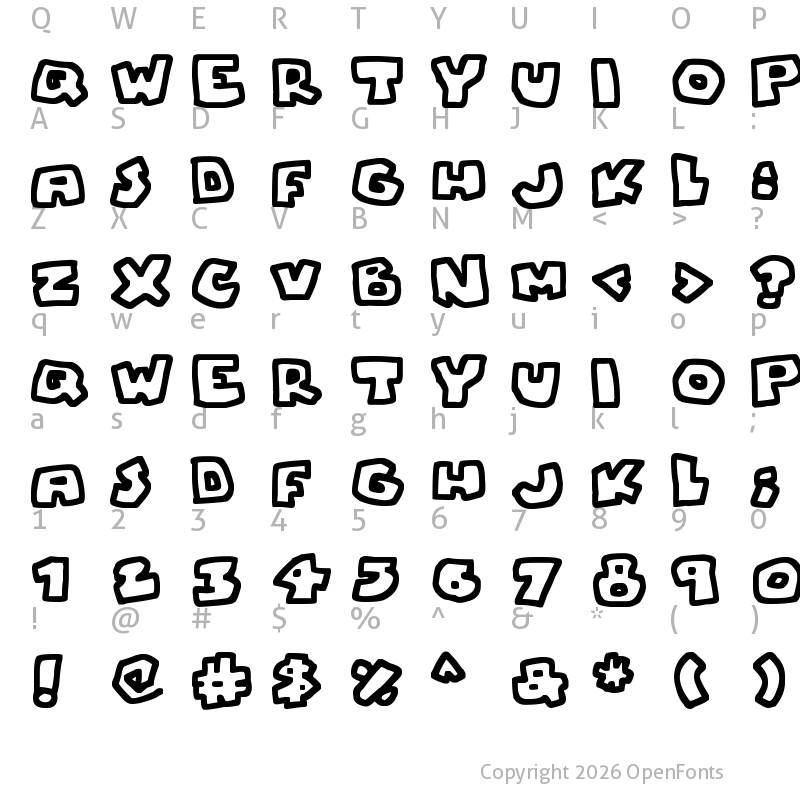 Character Map of Chunky Boulder Outlines Regular