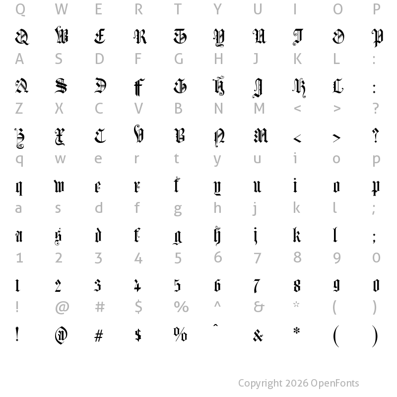 Character Map of Church Text b Regular