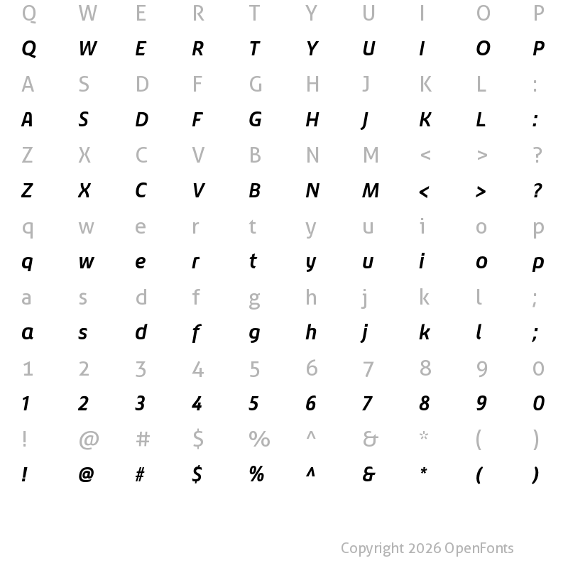 Character Map of Chypre Norm ExBold Italic