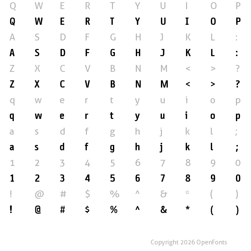 Character Map of Cinecav X UI Bold