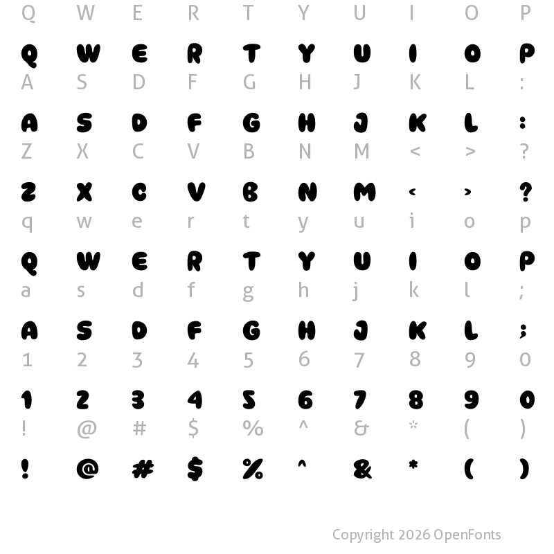 Character Map of Cinema Cartoon Regular