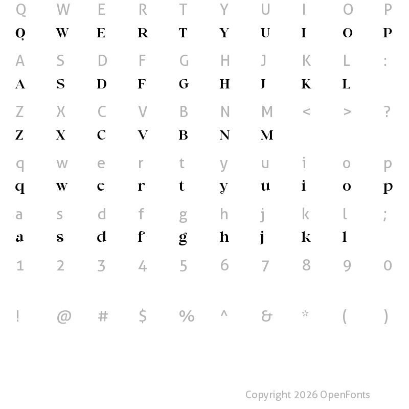 Character Map of cinema sunday demo font Regular