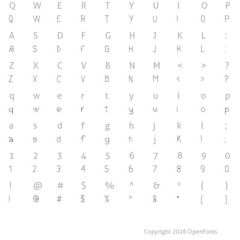 Character Map of Cinematheque Light Regular