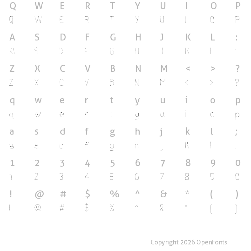 Character Map of Cinematheque UltraLight Regular