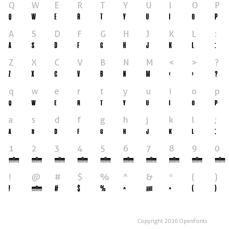 Character Map of Cinematografica ExtraBold