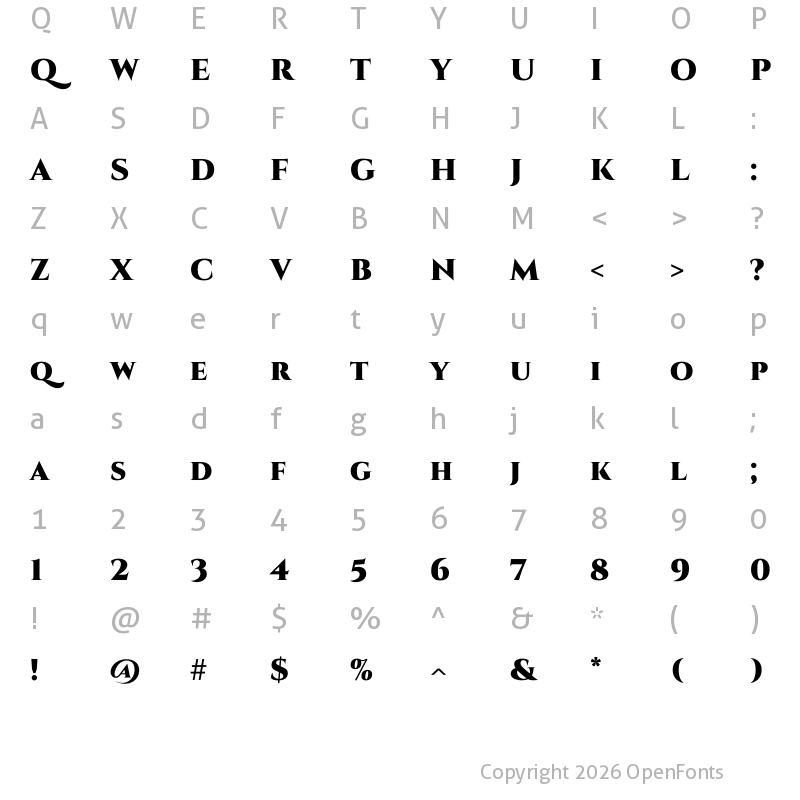 Character Map of Cinzel Black