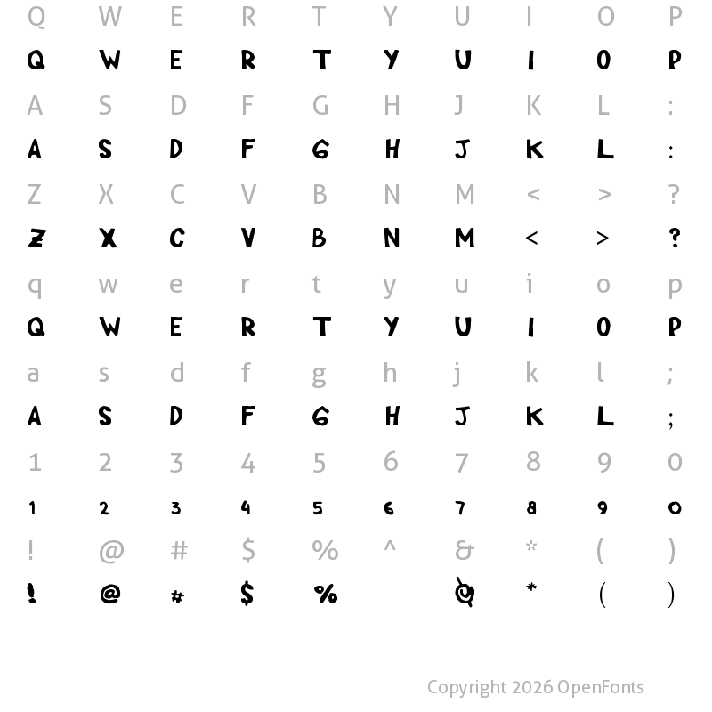 Character Map of Cipp Hand Regular