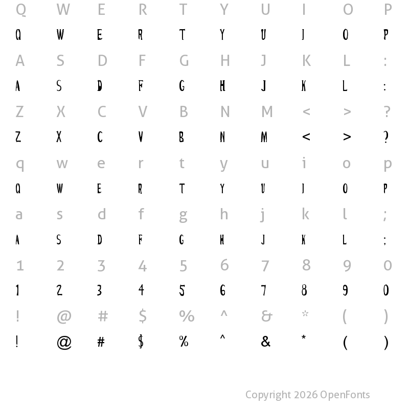 Character Map of Cirque Du Freak Regular
