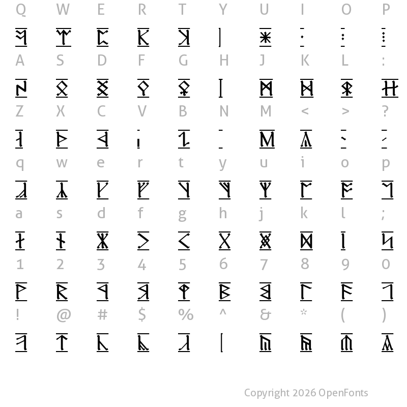 Character Map of Cirth Erebor-1 Regular