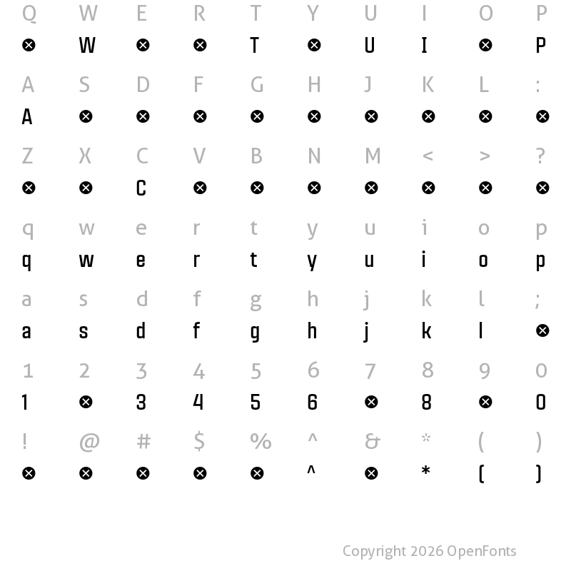 Character Map of CitadinaBold ?
