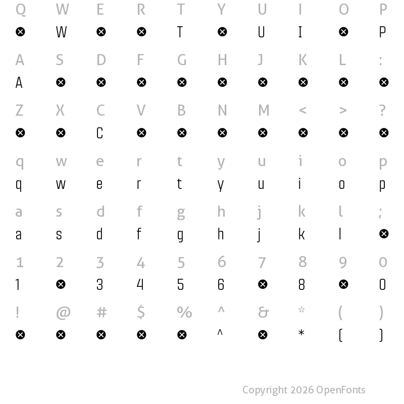 Character Map of CitadinaRegular ?