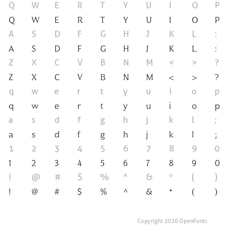 Character Map of Civane Norm Thin