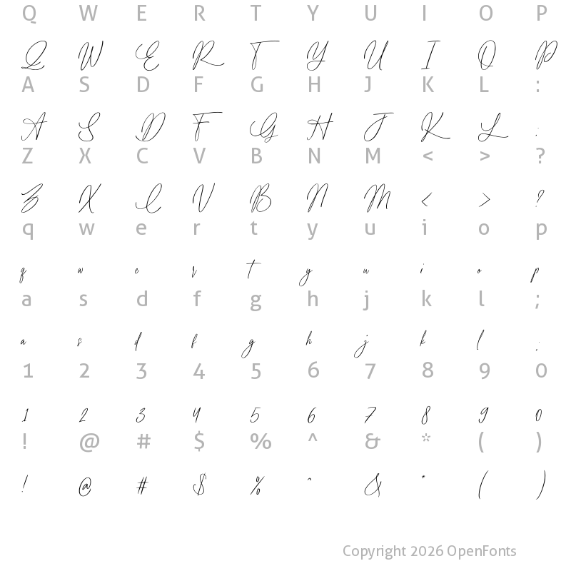 Character Map of Claire Amoreth Regular