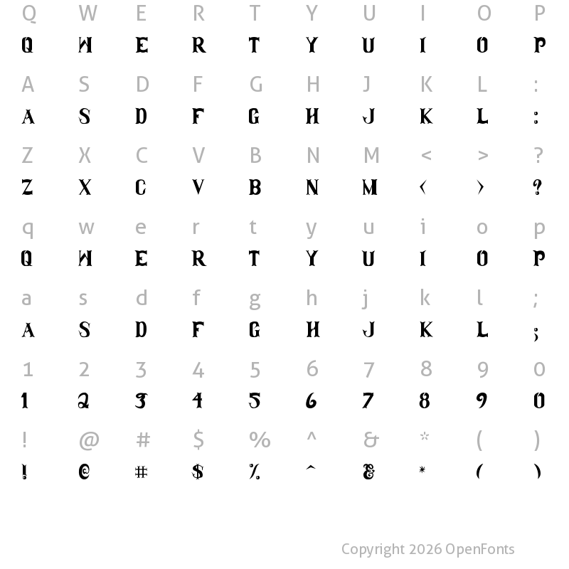 Character Map of Clam Dip Regular