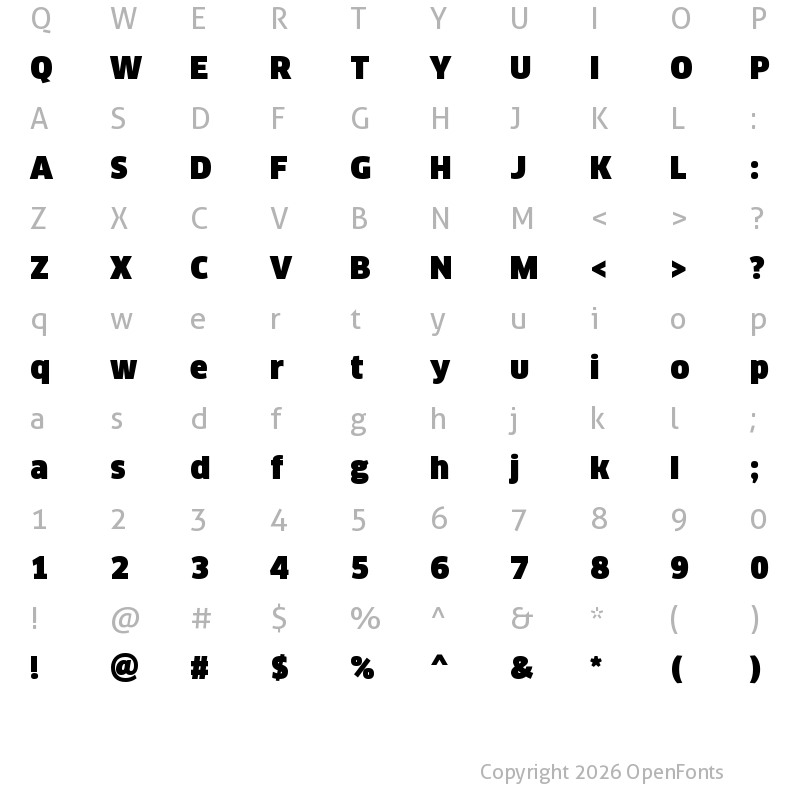 Character Map of Clan W04 Ultra Regular