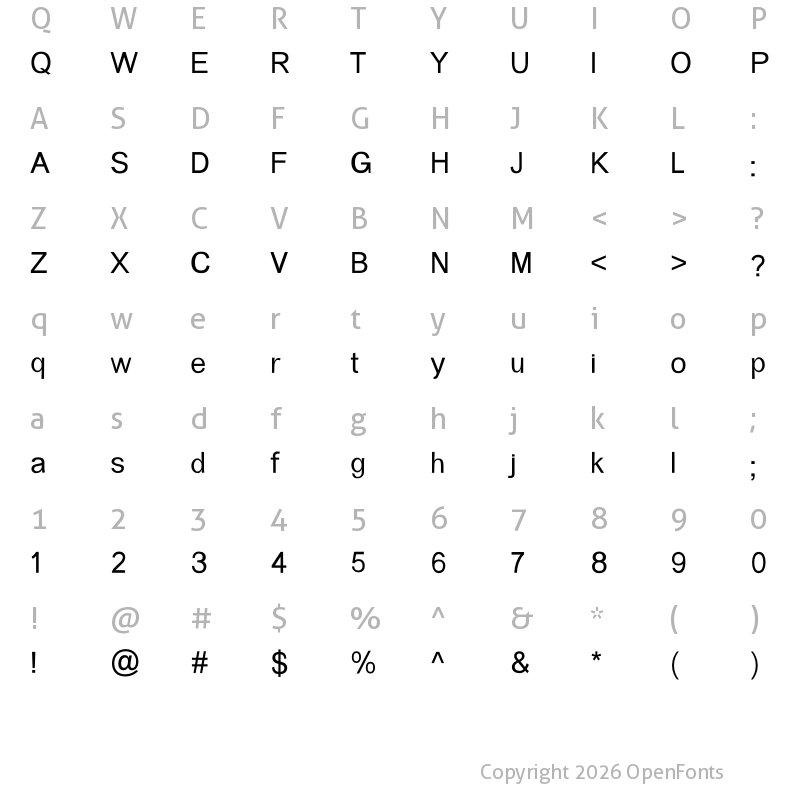 Character Map of Clancy Regular