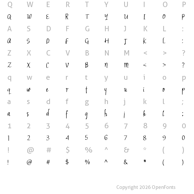 Character Map of Clap Hand Regular