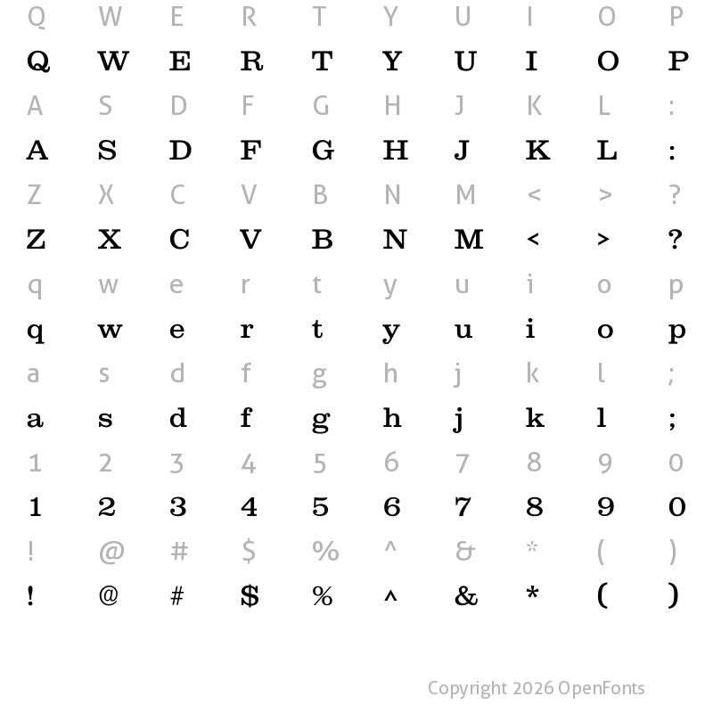 Character Map of Clarendon Regular