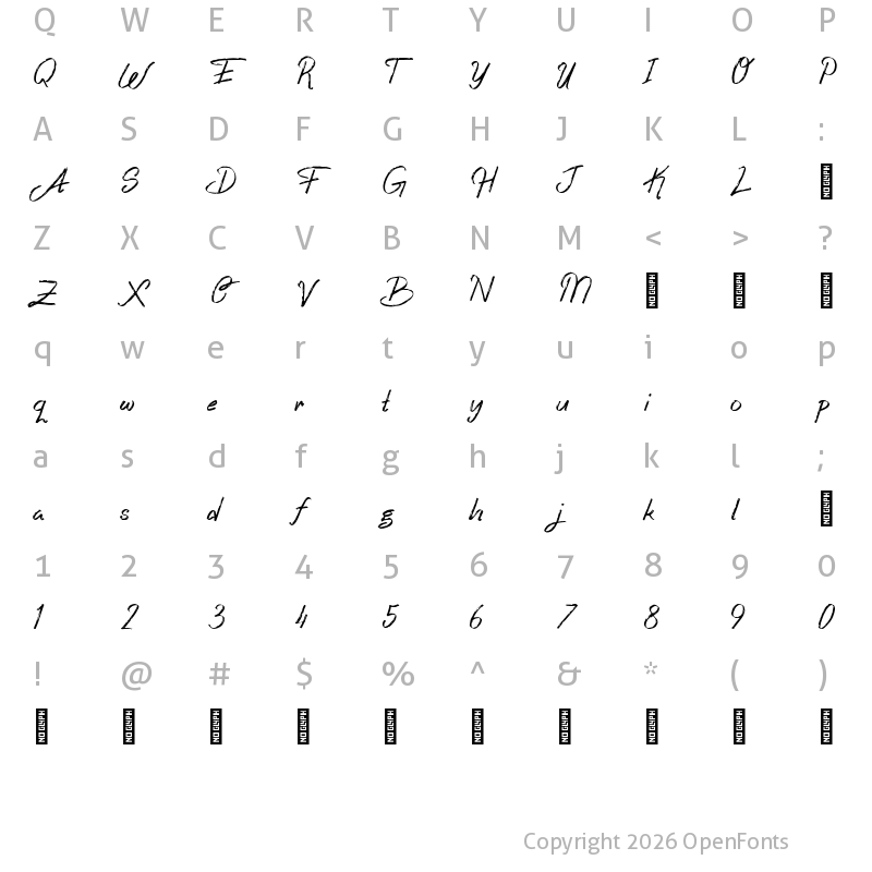 Character Map of Clarezon Brush Personal Use Regular