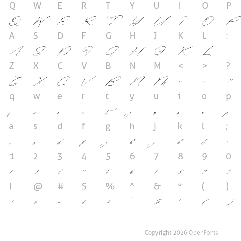 Character Map of Classthy Theriond Italic