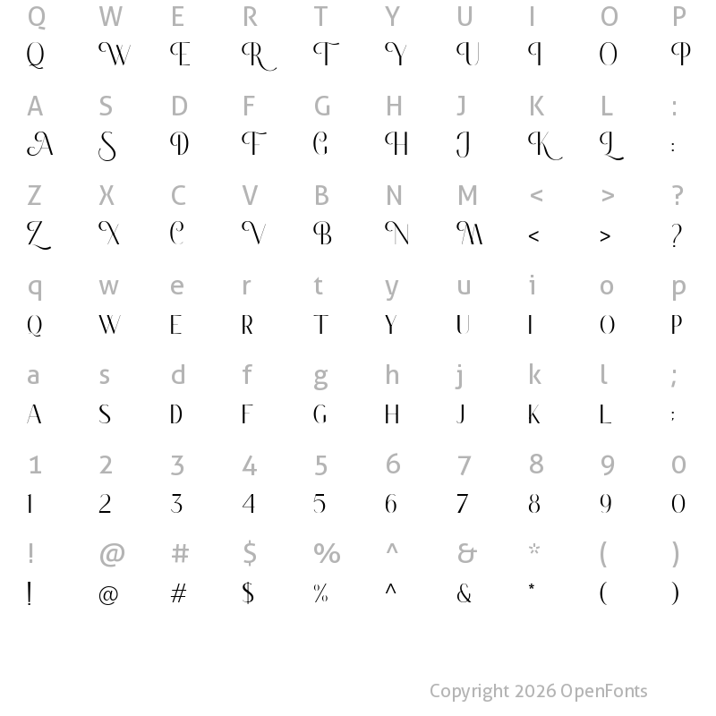 Character Map of Classy Brune Regular