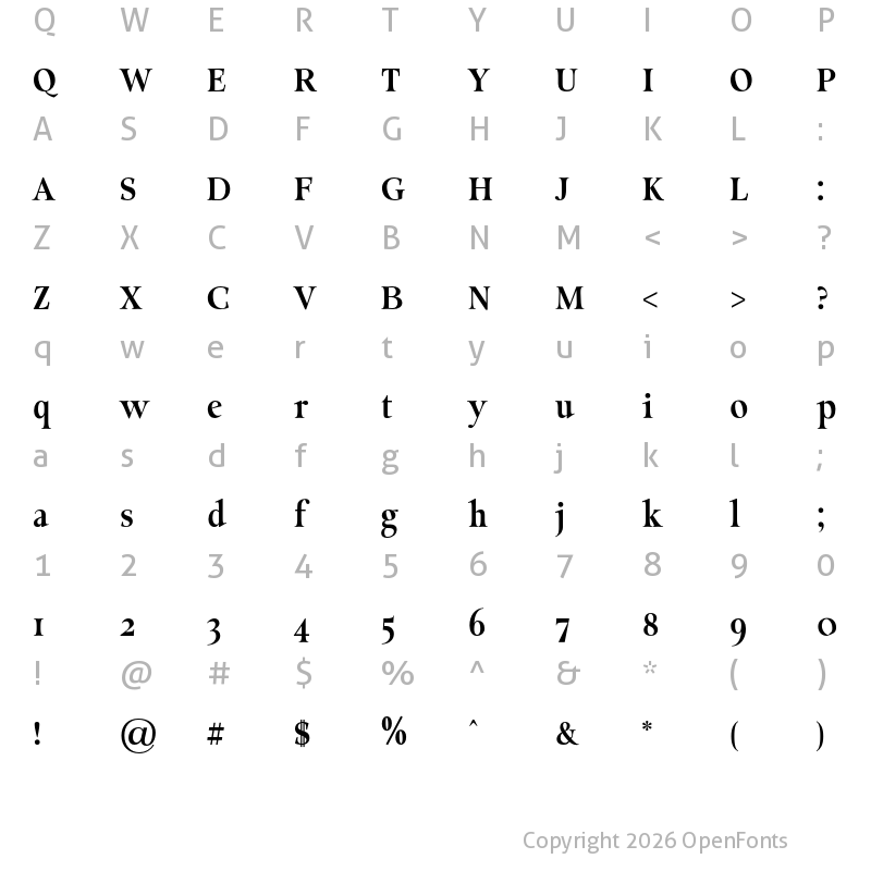 Character Map of Classy Coiffeur Bold