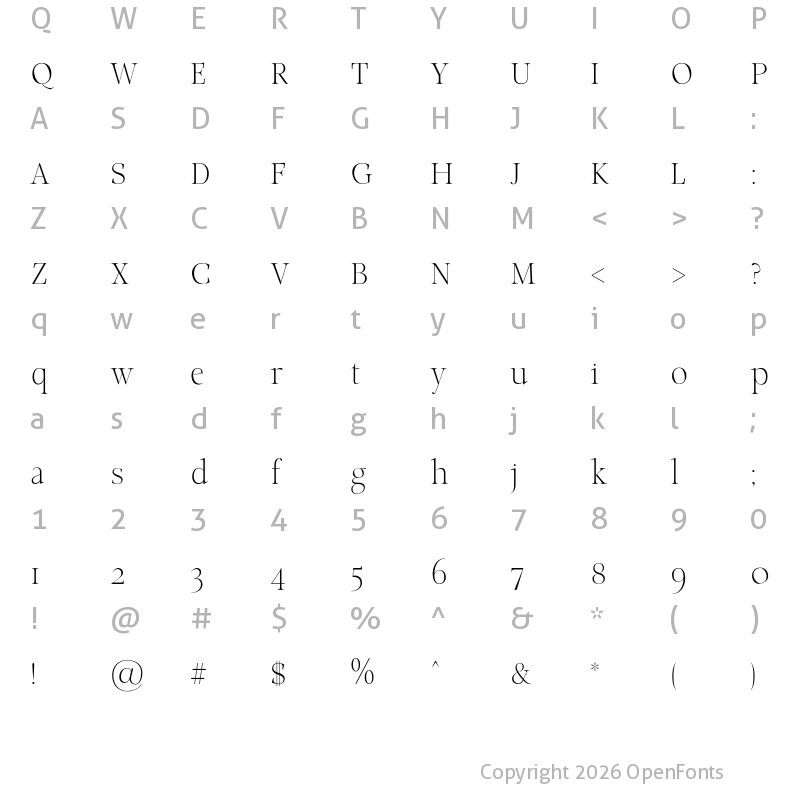 Character Map of Classy Coiffeur Light
