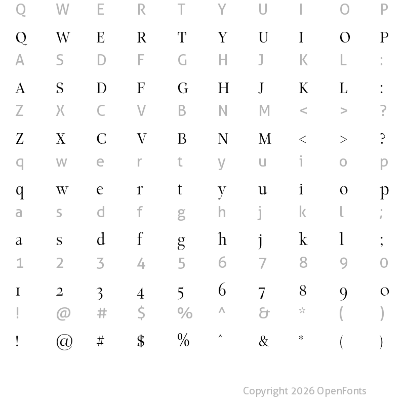 Character Map of Classy Coiffeur Regular