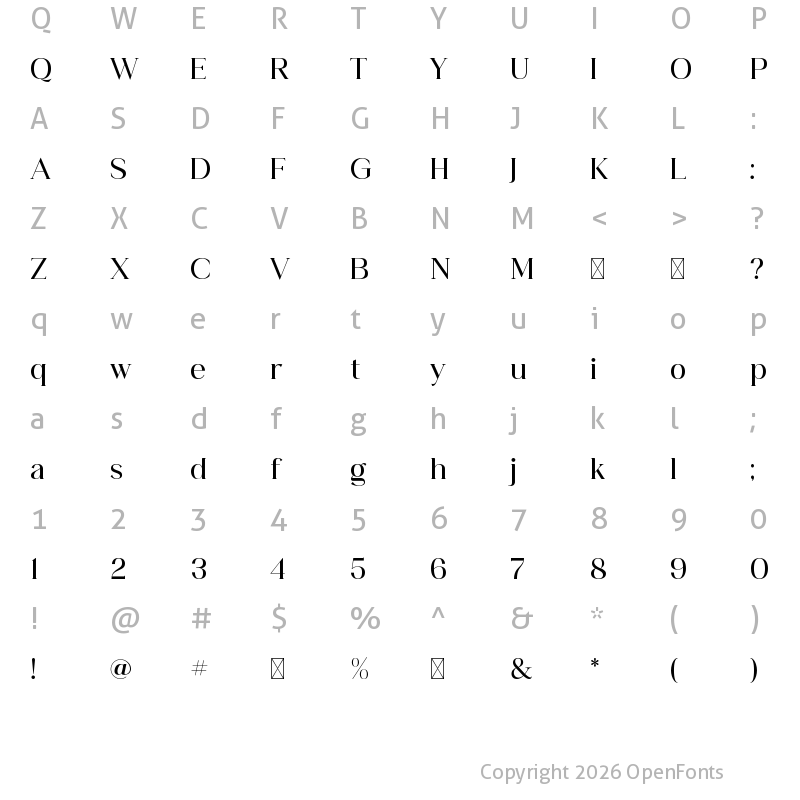 Character Map of Classy Vogue Regular