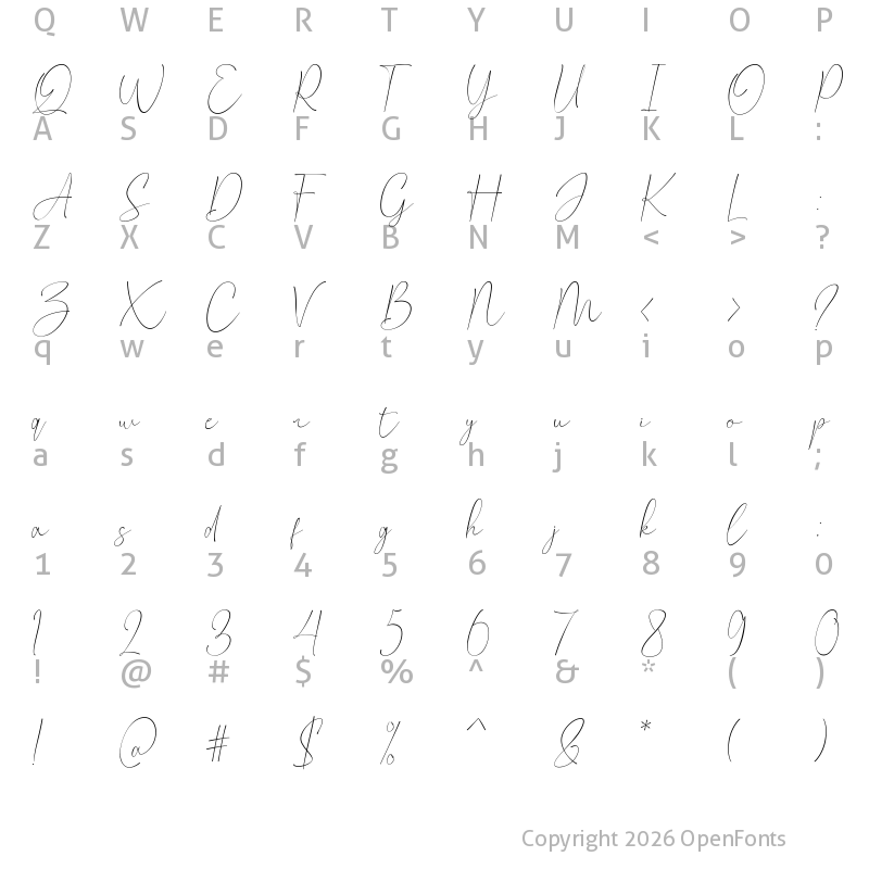 Character Map of Claster Oleander Signature Regular