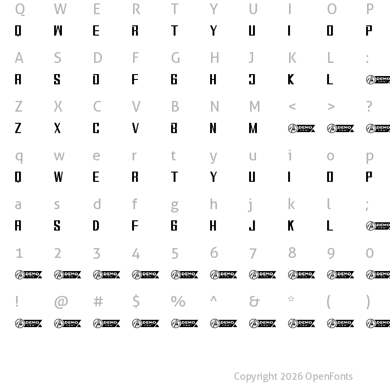 Character Map of Clastra Demo Regular