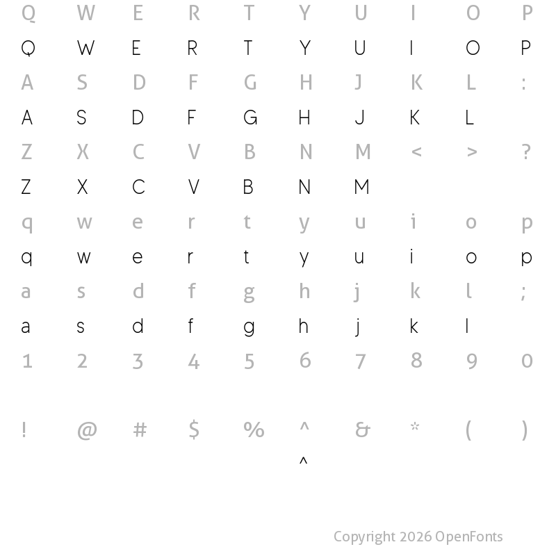 Character Map of Clausentum Extra Light