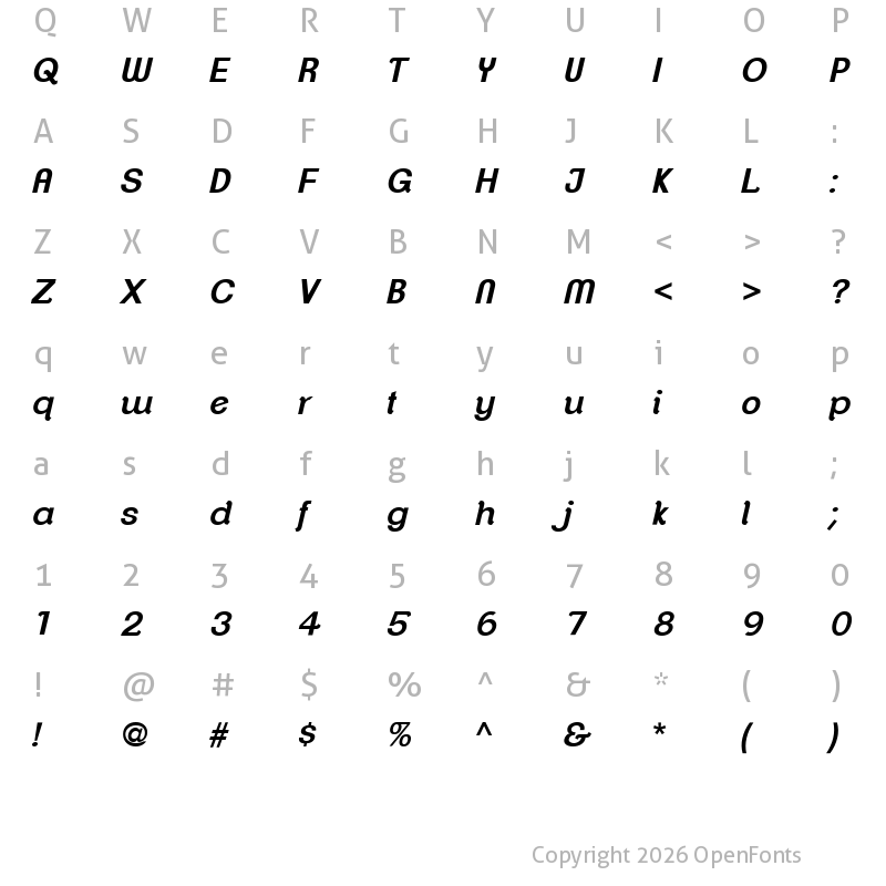 Character Map of ClementePDal SemiBoldItalic